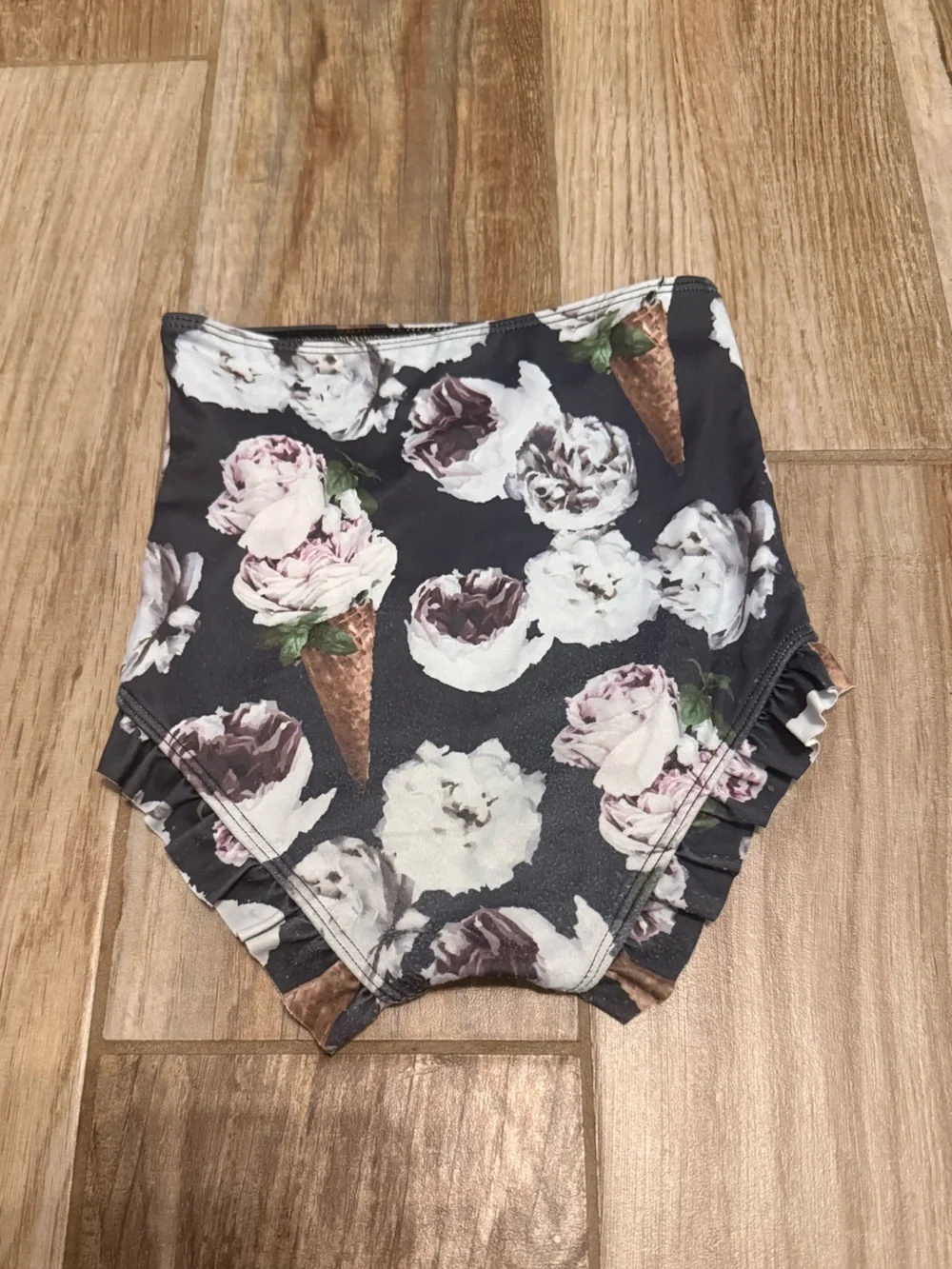 Kortni Jeane Mini Ice Cream Floral Ruffle Around the Bottom Swim Bottoms